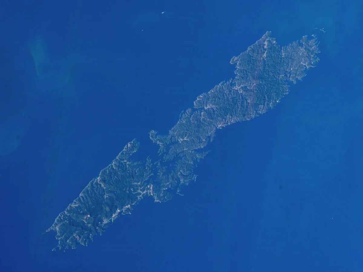 国際宇宙ステーションから撮影された対馬