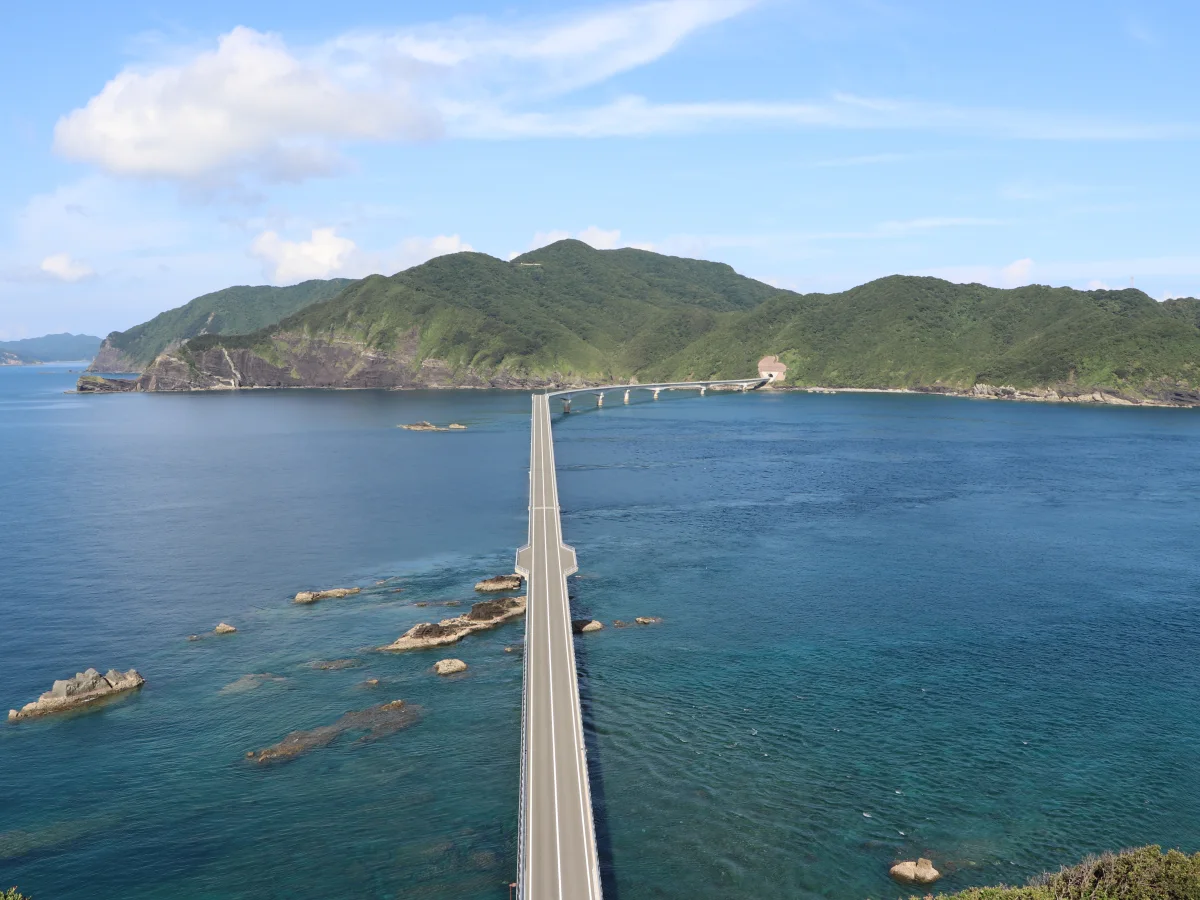 鳥ノ巣山展望所から望む中甑島と甑大橋